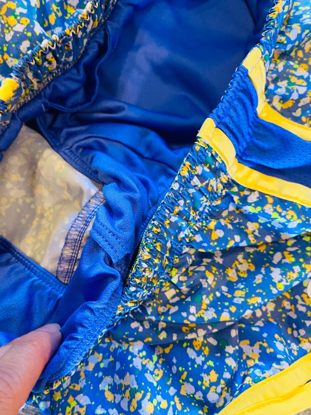 NIKE Purple Yellow Dot Running Shorts - Picture 5 of 5